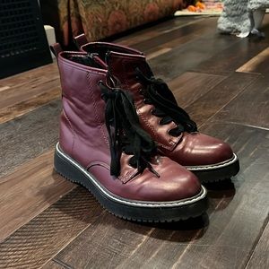 Women’s Maroon Combat Boots